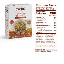 Jovial Einkorn 100% Organic Whole Wheat Fusilli - Einkorn Pasta, High Protein, Non-GMO, USDA Certified Organic, Lower Carb, Delicious Pasta Made in Italy - 12 Oz, 6 Pack
