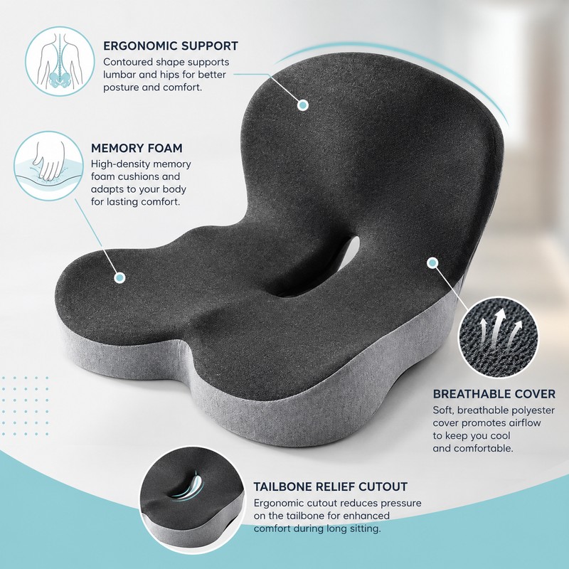 Memory Foam Lumbar Support Pillow for Sitting Comfort – Waist