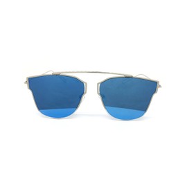 O2 Eyewear 3207 Premium Mirrored Flat Fashion semi-rimless light Metal Men Women Sunglasses (Lightweight frame, BLUE)
