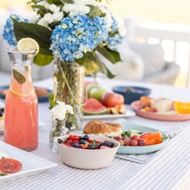 Grow Forward Premium Wheat Straw Plates and Bowls Sets - 8 Unbreakable Microwave Safe Dishes - Reusable Wheat Straw Dinnerware Sets - Plastic Plates and Bowls Alternative for Camping, RV - Tropical