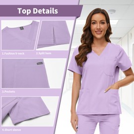 VIAOLI Scrubs for Women V-neck Scrub Set with 8 Pocket Yoga Waistband Jogger Pants - Womens Scrub Nurse Uniforms