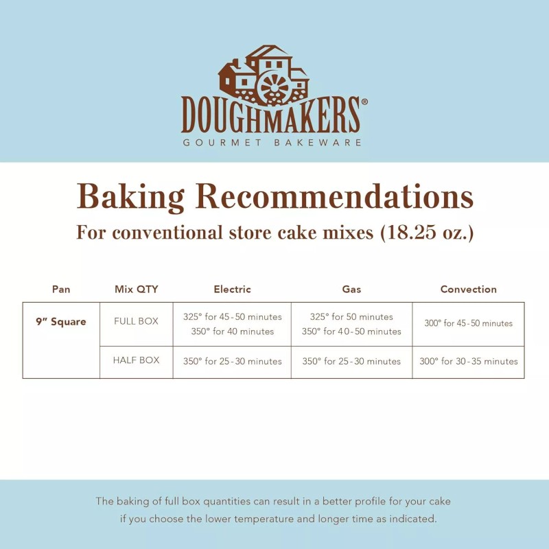 Doughmakers 9 Inch Square Baking Pan Commercial Grade Aluminum Healthy