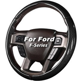 Steering Wheel Cover for Ford F150 2015-2020/ F250 2017-2021/ F350 2017-2021/ F450 2017-2021/ F550 2017-2021, Snug-Fit Segmented Non-Slip Car Steering Wheel Cover,Bright Black