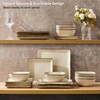 E-far Square Dinnerware Sets for 8, 24-Piece Stoneware Plates and