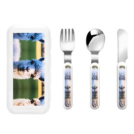 Cute Llama Flatware 3 Pieces Set For Dinners, Stainless Steel Cutlery, Forks, Dinner Knife, Dinner Spoon