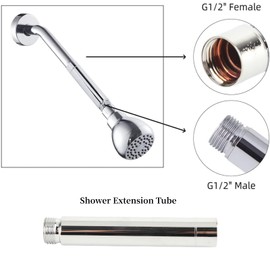Mumusuki Tubo de extensión de Ducha de Mano Redondo de Acero Inoxidable de 4 Pulgadas con Revestimiento de Cromo para Accesorios de baño