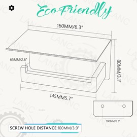 LANC Toilet Paper Holder with Shelf Brushed Nickel Toilet Tissue Roll Holder with Shelf for Bathroom Wall Mounted or Self-Adhesive Toilet Paper Roll Holder Stainless Steel, Left Rod, A8367BN-LF