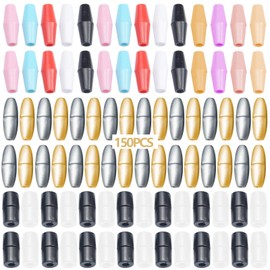 ECANGO Pack of 150 Clasp Beads Barrel Connectors, 3 Patterns Zippers Plastic Safety Clasp Buckles for Lanyard Necklace Bracelet Jewellery DIY Craft Making