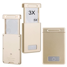 HONWELL Magnifying Glass with Light, 3X 5X Pocket Lighted Magnifying Glasses, LED Battery Powered Poratble Magnifying Glass for Reading, 3 Pack Pocket Wallet Purse Magnifier Magnifying Glass