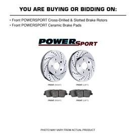 For 1983-1987 Honda Prelude PowerSport Front Silver Zinc Cross Drilled Slotted Brake Rotors Kit + Ceramic Brake Pads