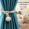 Folmywy Curtain Tiebacks with Big Pearl 2 Pack Adjustable Boho