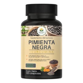Pimienta Negra  Curcumina Suplemento Alimenticio 120 Caps Sin Sabor                                                                                   
