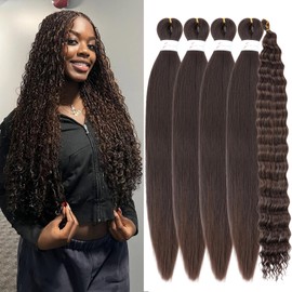 IIFLYDSFA Dark Brown Braiding Hair Pre Stretched for Boho Braids