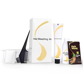 JUANCHI Kit De Decoloración Suave En Crema, Sin Amoníaco, Con Revelador, Aclara Hasta 8 Tonos, Kit De Aclarado Sin Goteo Para Uso Doméstico.