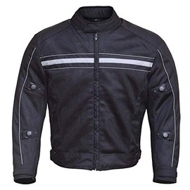WICKED STOCK Breathable Mesh Motorcycle Riding Jacket for Men with CE (Certified) Protective Padded Armor (Black, Small)