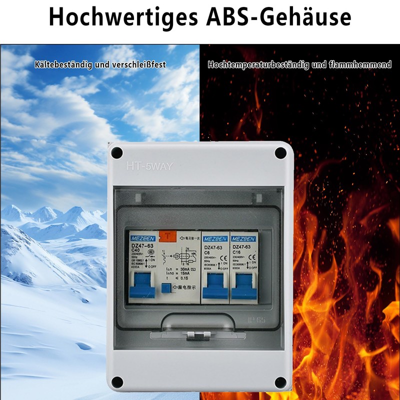 Fuse Box 2-Way Small Distributor: IP65 Waterproof Fuse Box Surface-Mounted