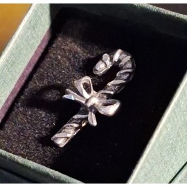 Pewter Presence Diamond Cut Christmas Candy Cane Pin