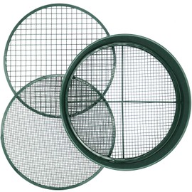 KOOLPUG Garden Sieve, 3 in 1 Soil Strainer with Interchangeable Mesh Sizes 3/6/12mm, Compost Strainer, Soil Sieve, Fine Garden Sieve for Soil, Stones and Compost Garden Tools
