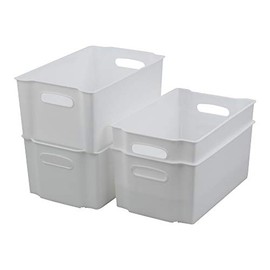 Morcte 4-Pack Plastic Stackable Storage Bin, White