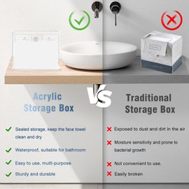Velfree Disposable Face Towel Container Box with Drawer, Acrylic Storage Containers Compatible with Clean Skin Club Clean Face Towels, Clear Makeup Organizer for Face Towel (Excluding Facial Towels)