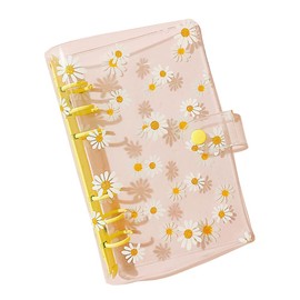 A6 Daisy 6 Ring Binder Covers PVC Notebook Cover Protector Loose Leaf Folder Binder Planner Covers with Snap Button Closure Yellow