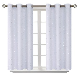 BGment Kids Room Curtains for Bedroom - Grommet Thermal Insulated Silver Star Print Room Darkening Curtains for Living Room, Set of 2 Panels, 42 x 54 Inch, Greyish White