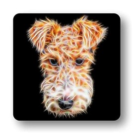 Fractal Artworks Fox Terrier Coaster with Fractal Art Design #1-1. Perfect Dog Owner Gift.