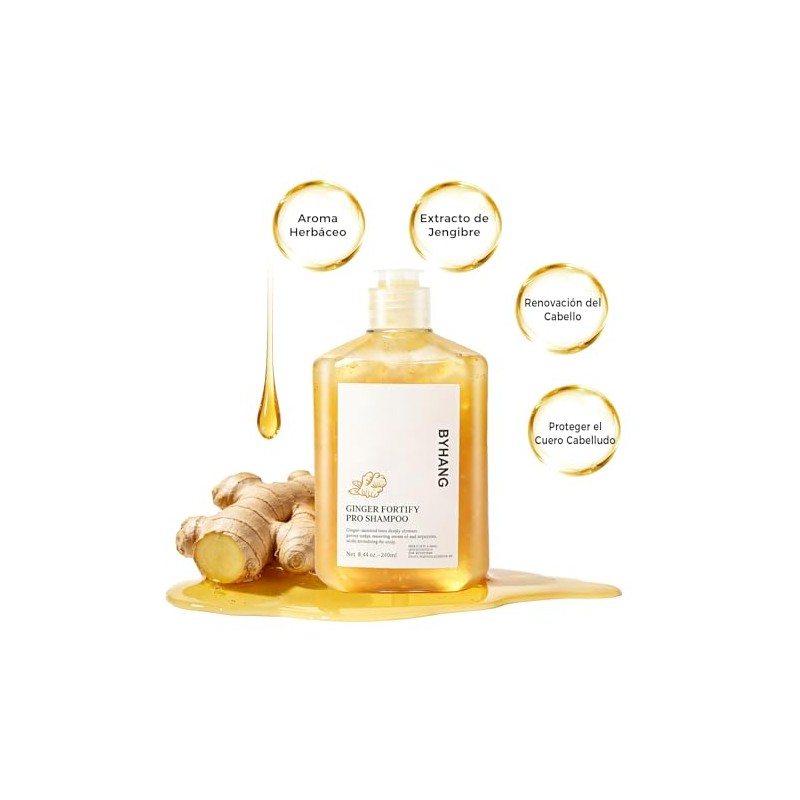 Shampoo Jengibre para Cabello Graso - Cuero Cabelludo Fresco, Control
