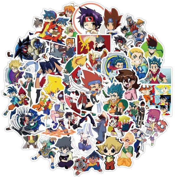 50pcs Anime Battling Blades Vinyl Waterproof Stickers,Cool Aesthetic Stickers for
