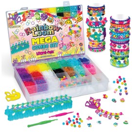 Rainbow Loom® Loomi-Pals™ MEGA Combo Set, Features 60 Cute Assorted LP Charms, The New RL 2.0, Happy Looms, Hooks, Alpha & Pony Beads, 5600 Colorful Bands All in a Carrying Case for Boys and Girls 7+