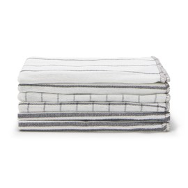 MUJI 84761652 Indian Cotton Yarn-Dyed Dish Towels, Set of 6, Charcoal Gray, Approx. 15.7 x 15.7 inches (40 x 40 cm)