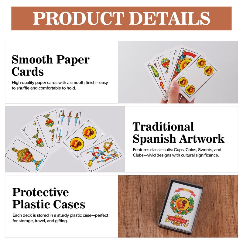 Ambercalm 2 Decks Spanish Playing Cards,Barajas Españolas Originales,Cartas Españolas,Briscas Cards