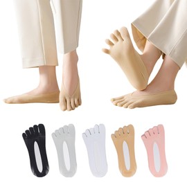 Mrichltm 5 Pairs Toe Separator Socks, No Show Low Cut Yoga Toes, Light Breathable Compression Socks for Women, Non-Slip