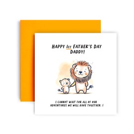 Huxters 1st Father's Day Lion Card for Daddy Dad Him Men - Daddy Special card from Daughter Son - 14.8cm