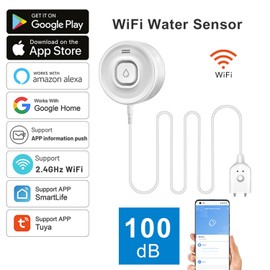 Smart Water Leak Detector: WiFi Water Sensor with APP Push Notifications and Sound Alarm, Water Leakage and Low Water Level Monitoring, Compatible with Alexa, Google Home, Suit for Basement, Kitchen