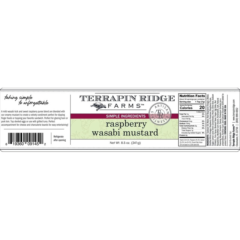 Terrapin Ridge Farms Raspberry Wasabi Mustard – Two 8.5 Ounce