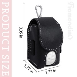 Framendino, Golf Balls Waist Bag with Belt Clip Leather Tees Holder Pouch Mini Portable Golfs Sports Accessories for Golfers Men Women (Black)