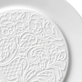 Degrenne Bread Plate Set of 4 - White Porcelain Plates for Bread & Dessert, Modern Dinnerware, Dishwasher & Microwave Safe, Made in France - L Couture Collection - 14cm