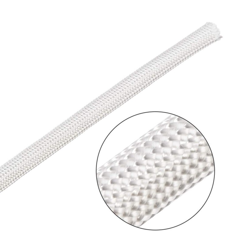 sourcing map Insulation Braided Sleeve, 33Ft-6 mm High Temperature Fibreglass