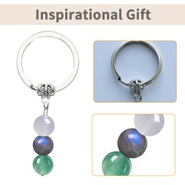SANTUO Crystal Keyring Healing Gemstone Keychain Protection Healing Stone Key Chain for Women and Girls Inspirational Encouragement Gift for Friends