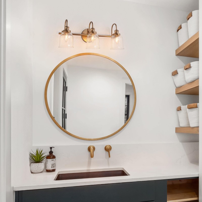 GEPOW Gold Vanity Light, Modern Bathroom Light Fixtures Over Mirror,