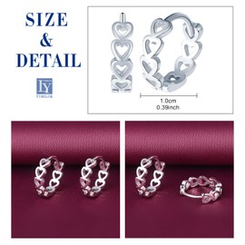 Yumilok Women's Earrings Hollow Heart Hoop Earrings Small 925 Sterling Silver Hoop Earrings for Women, Silver