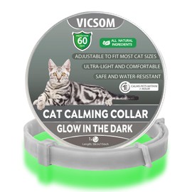 Calming Collar Cat, Luminous Glow Cat Calming Collars, Pheromone Cat Calming Collar Waterproof Anxiety Relief Anti Stress Cat Collar for Small Medium Large Cat with Long Calming Effect 1 pack - Grey