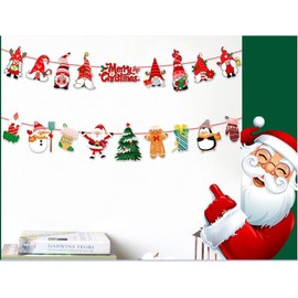 BSTMOME 5 PCS Merry Christmas Felt Banners, Christmas Banners Decoration, Xmas Sign Banner Flags for Home Office Christmas Holiday Party New Year Party Indoor Outdoor Decoration