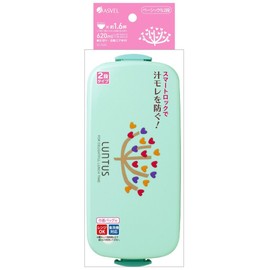 Asvel SS-T620 Lunch Box, 2 Tiers, Heart Full Tree, Bag Included, "Lantus" Green