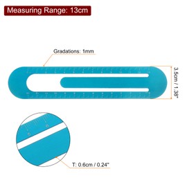 sourcing map Straight Ruler 13 cm Metric Bookmark Clip Ruler Metal Aluminium Alloy Scale on Both Sides Measuring Tool for Measuring, Study, Reading, Classroom, Office, Blue
