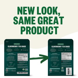 FGO Organic Elderberry Tea, 100 Count, Eco-Conscious Herbal Tea Bags, Resealabel Bag, Caffeine Free, Packaging May Vary (Pack of 1)