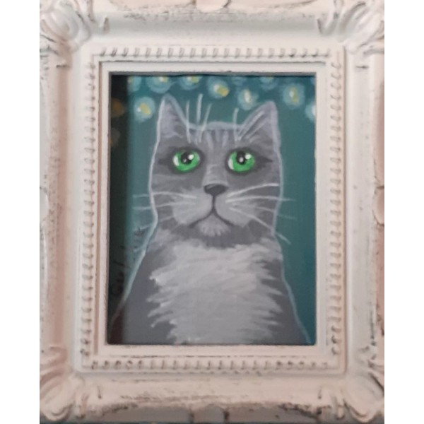 Gray Cat- print of original painting by Gulchik - 2.5