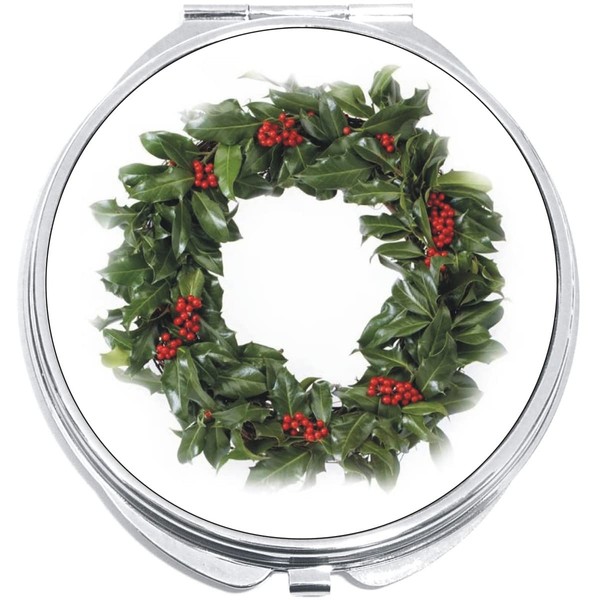 NewCharms Red and Green Christmas Wreath Compact with Mirrors -