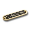 No Soliciting Brass Door Sign. Traditional Style Home Décor Wall